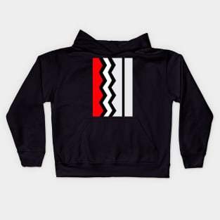 Abstract, geometric, zigzag, strips - red, black and white. Kids Hoodie